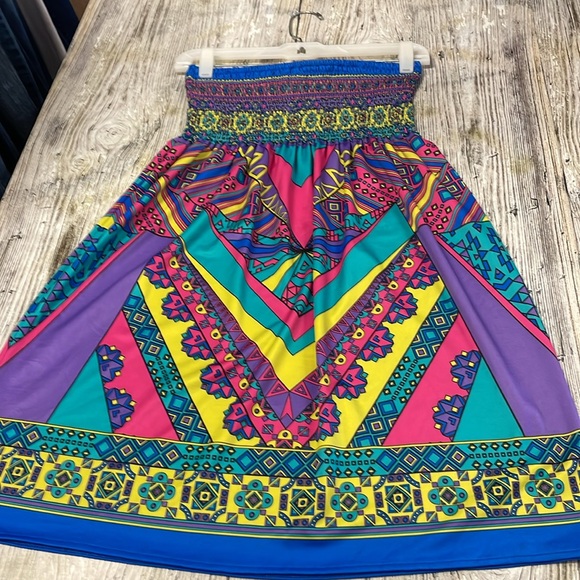 NWT Beautiful,Colorful,Boho, Stretchy&Strapless, Dress - Picture 3 of 4